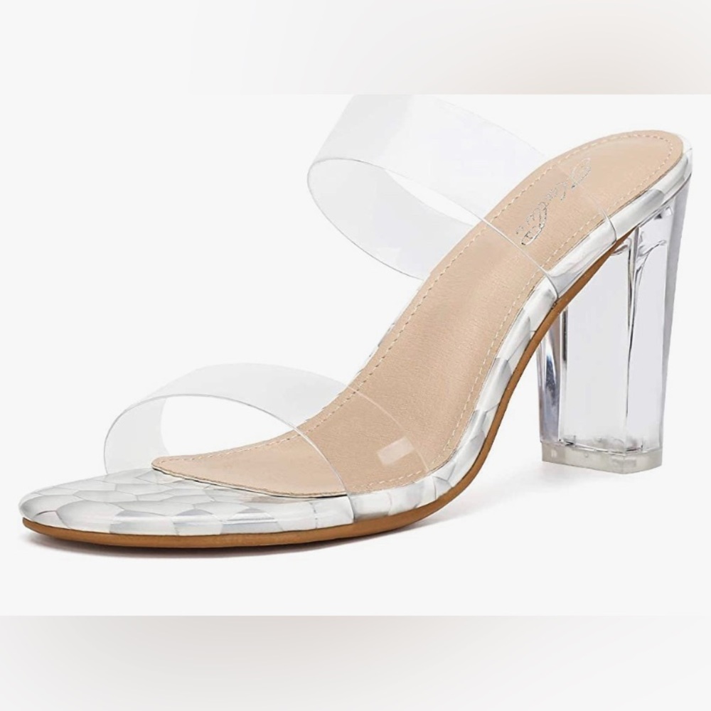 Open Toed Clear Heeled Sandals
